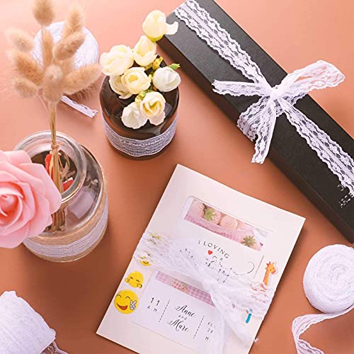 60Yd kanten rand kant lint wit vintage, 6 rollen kanten rand decoratieve lint grens voor geschenkverpakking bruiloft… - Image 5