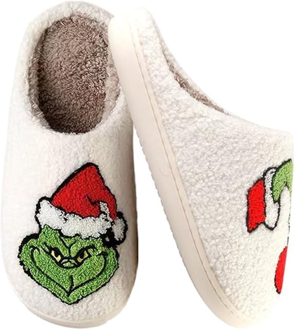 Christmas Slippers For Women Men Indoor Soft Warm Cotton Slippers House Memory Foam Slippers Cozy Fluffy Fall Winter Home Slippers - Image 3