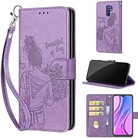 PHINIENLAND Cover per Xiaomi Redmi 9 Case PU Pelle Custodia [Kickstand] [Chiusura magnetica] [Slot per Schede], Portafoglio Flip Custodia per Xiaomi Poco M2,Fiori