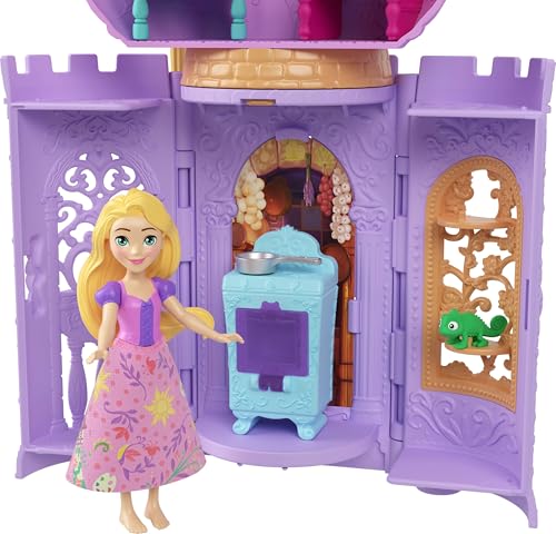 Mattel Disney Princess Toys Rapunzel Tower Playset with 2 Small Dolls Animal Figures Furniture & Accessories Tangled Story Time Stacker - image 2