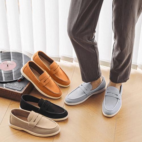 Mens Suede Loafers, Slip-On Moccasins Suede Dress Shoes, Casual Men's Driving Moccasins Penny Loafers Slip On Shoes3