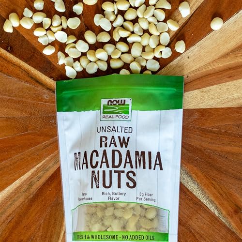Image of NOW Foods, Raw Macadamia Nuts, Unsalted, Good Source of Fiber, Non-GMO Project Verified, 8-Ounce (Packaging May Vary)