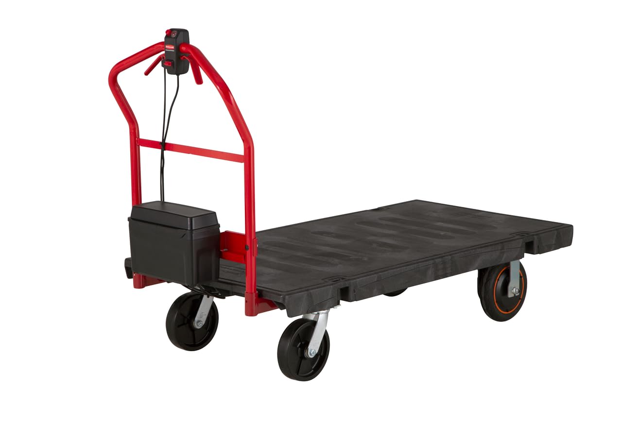 Rubbermaid Commercial Products Heavy Duty Platform Truck, 8" Polyolefin Casters, 2500 lb. Capacity, Black, for Warehouse/Garage/Cleaning/Manufacturing