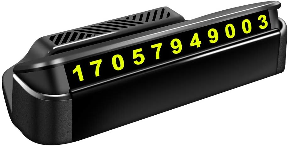 Hokyzam Car Temporary Parking Card JL25 Multifunctional Luminous Mobile Phone Number Plate Notification Phone Number Card Holder with Air Fresher Function-Black