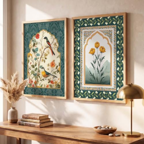 Image of Kotart Indian Art Traditional Floral Paintings for Living Room | Painting for Wall Decoration| Framed Wall Painting for Home Room Bedroom Office Wall Decor| Wall Poster With frames (Art 5, (10x13 inch), Framed)