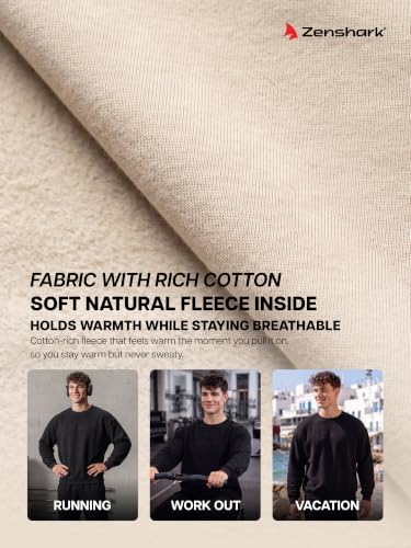 Image of ZENSHARK Oversized Winter Sweatshirt for Man | Round Neck Soft Cotton Poly-Blend Warm Winter Wear Sweatshirt | Breathable Shape Retaining Full Sleeve Sweatshirt for Men | Gym Casual