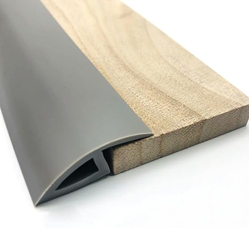 Floor Transition Strip Thresholds for Doorways, Self Adhesive Uneven Floor Trim PVC Rubber Reducer for Carpet to Tile, Cuttable Edging Trim Building