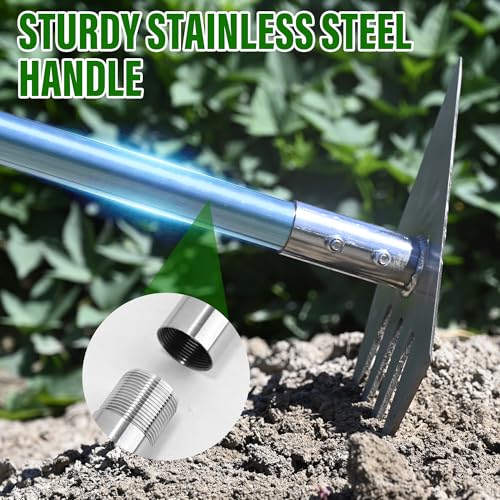 BARAYSTUS Hoe Garden Tool, 3 Lengths Adjustable Weeding Tools Gardening Long Handle, Dual Headed Garden Hoe for Weeding, Heavy Duty Weeding Hoe for Loosening The Soil, Weeding, Digging Holes - Image 3