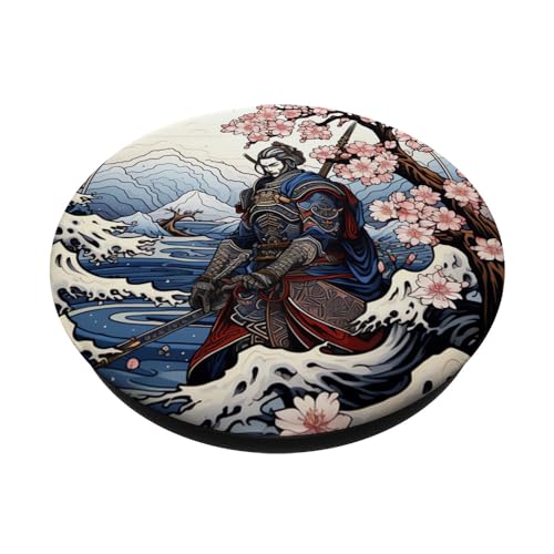 Eternal Elegance Unmasked Samurai Chroniclee Heart of Japan PopSockets Swappable PopGrip, Black - Image 2