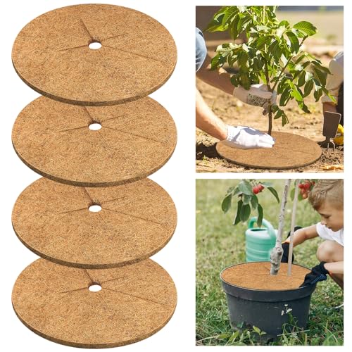 Legigo 4pcs Coconut Fiber Mulch Ring Tree Plant...