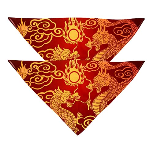 Paquete de 2 bandanas para perro, chino, dragón, niña, niño, mascotas, bufanda, pañuelo, lavable, accesorios para perros pequeños, medianos y grandes, cachorros, gatos, mascotas