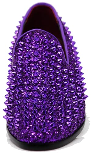 Image of SPK70 Men's Vintage Spike Dress Loafers Slip On Fashion Shoes Classic Tuxedo Dress Shoes