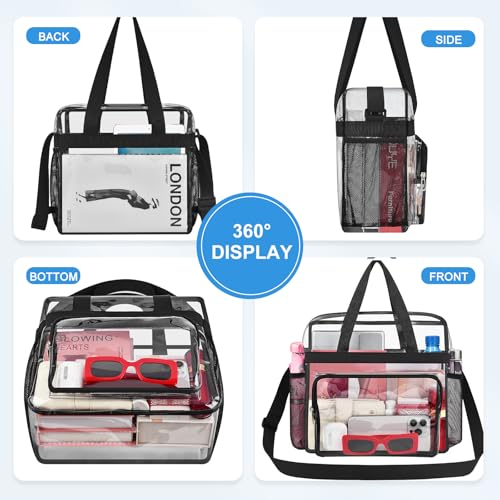 Image of Busiuw Clear Bag for Stadium Events, Stadium Approved 12x12x6 Clear Tote Bag for Sport Fan, Work Concert Travel
