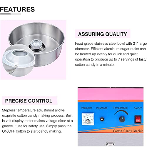 SFQEVHRZ Candy Floss Maker, Commercial Candy Floss Maker 1100W Electric for Christmas Party DIY,Button type - Image 4
