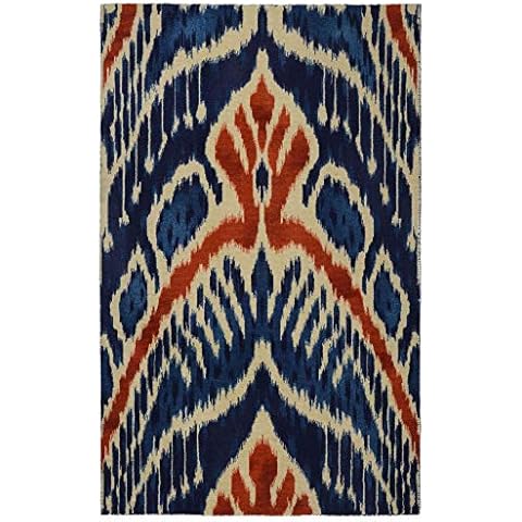 RugSmith Crown Ikat Modern Bohemian Area - Alfombra Azul Cover