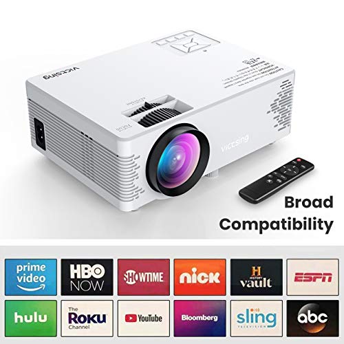 VicTsing WiFi Projector, 4200L Wireless Bluetooth Mini Projector with Tripod, 1080P 170'' Display Supported, Compatible with TV Stick, PS4, DVD, Portable Projector for Home Entertainment - Thumbnail 6