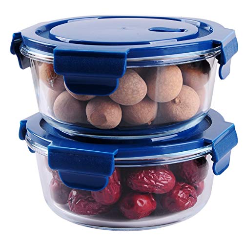 Image of STAR WORK 650 ml Round Glass Meal Prep Containers, Food Storage Containers with Lids Airtight, Glass Lunch Boxes, Microwave, Oven, Go & Freezer-to-Oven-Safe Food Containers Pack of (2)