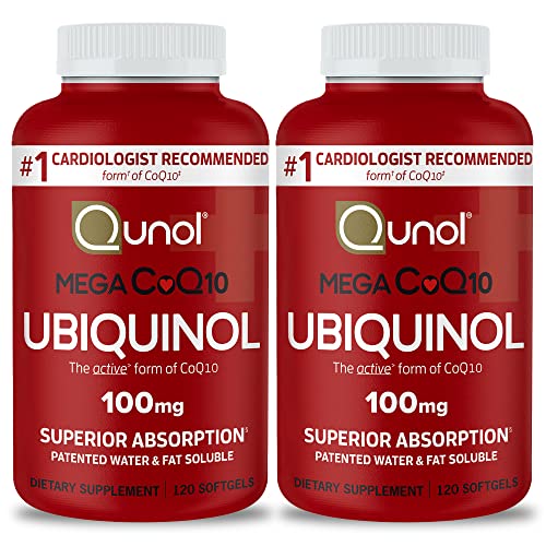 Qunol Mega Ubiquinol CoQ10 100mg, Superior Absorption, Patented Water and Fat Soluble Natural...
