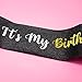 Funky Junque Glitter Sash Birthday Party Bridal Shower Gift - It's My Birthday B*tches (Black)