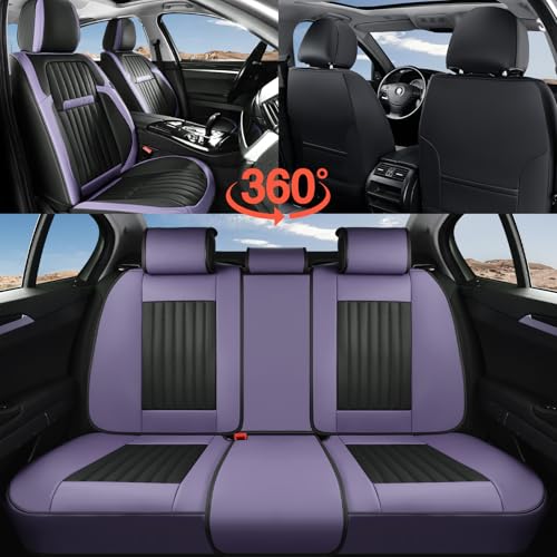 Image of Coverado Car Seat Covers Front Seats, Seat Covers for Cars, Car Seat Protector, 2-Pack Car Seat Cushion Nappa Leather, Waterproof Seat Covers Carseat Cover Universal Fit for Most Cars(Purple&Black)