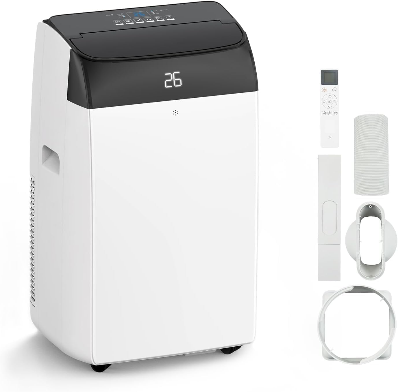 Justsmart White 5-In-1 Portable Air Conditioner & Heater 12000 Btu | Cooling, Heating, 30L Daily Dehumidifier, Fan | Smart Follow, Remote, 24H Timer, 48Db Sleep Mode | With Window Kit For Home And Office