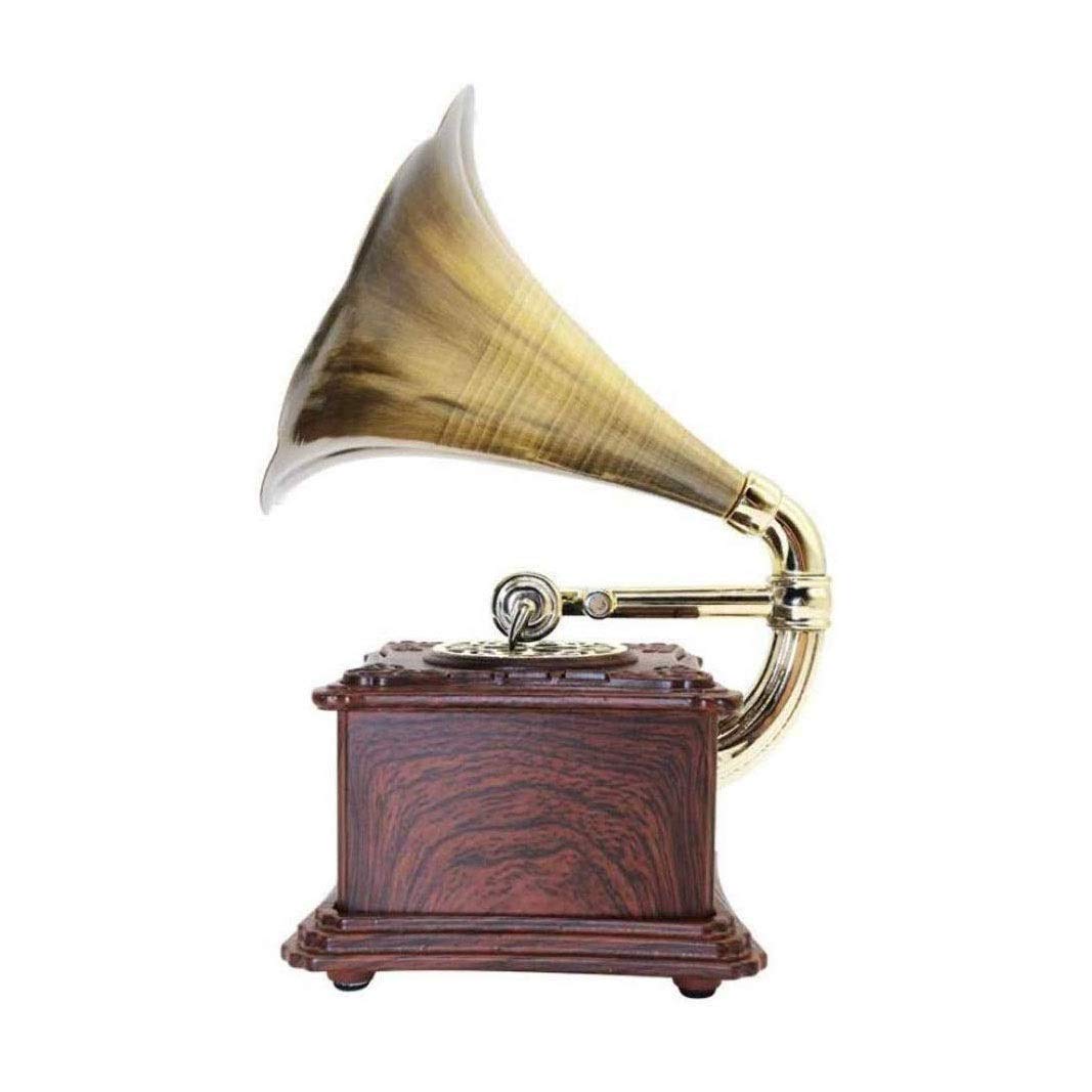 Odtwarzacz Płyt Winylowych Vintage, Lite Drewno Mini Retro Klasyczny Styl Gramofon Kształt Głośnik Stereo System Dźwiękowy Pudełko Muzyczne Ząbek Audio 3,5 Mm 4.2 Aux-In Nagry