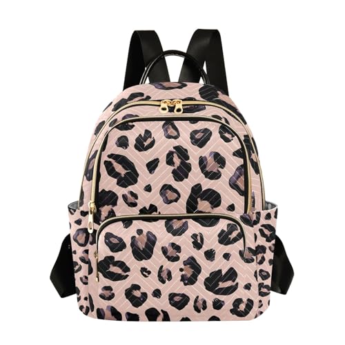 Image of senya Pink Black Leopard Women Backpack Purse Travel Daypack Shoulder Bag