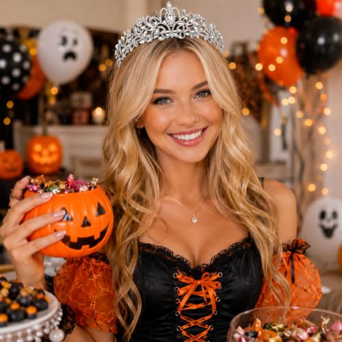 YUXIANLB Krone Prinzessin Mädchen Damen Diadem Crown Kristall Tiaras Prinzessinnenkrone Eleganter Corwn Royal Queen Brautschmuck Strass Stirnband Geschenk für Halloween Karneval und Hochzeit Tanzparty