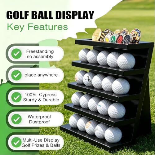 Image of 100% Solid Cypress Wood Golf Ball Display (Black)