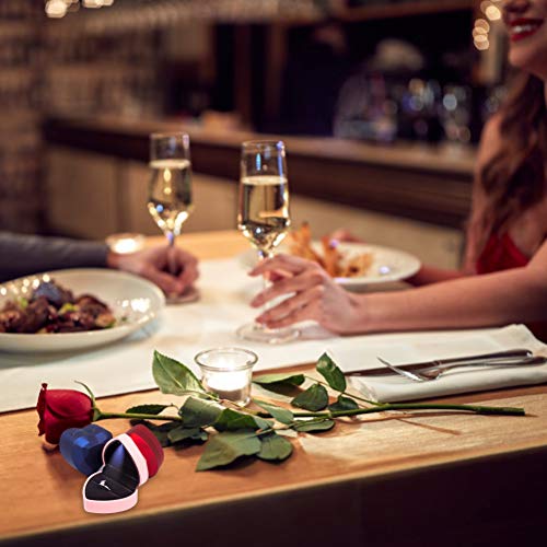 RASTKY Caja De Anillo En Forma De Corazón De Con Pantalla De Luz LED Para Compromisos De Boda Almacenamiento De Anillo Elegante Para Joyería (7,5 Cm * 6,6 Cm * 4,5) - Rojo (BLACK)