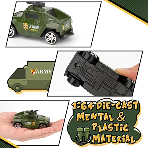 Diecast Military Vehicles Army Toy Mini Pocket Size Play Models Truck Tanks Helicopter for Kids Boys Age 3 4 5,Pack of 6 - Image 2