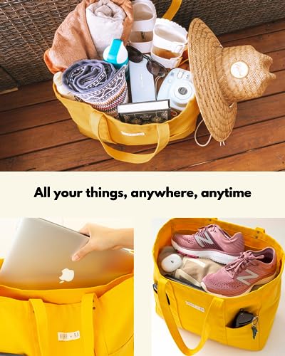 image for Harp and Ra Extra Large Canvas Tote Bag - Utility with 2 Front Pockets