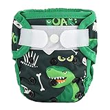 Newborn Baby Cloth Diaper Cover Nappy Hook and Loop (Green Dinosaurs)