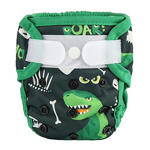 Newborn Baby Cloth Diaper Cover Nappy Hook and Loop (Green Dinosaurs)