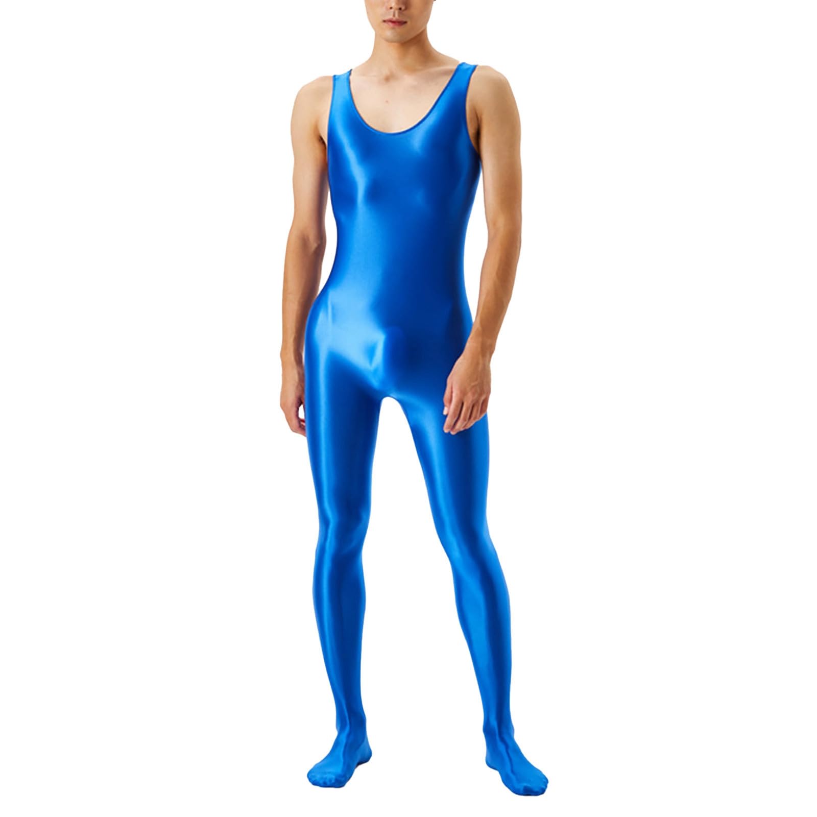 Tuta da uomo oleosa lucida sexy trasparente leggins Catsuits, body building da uomo, body a maniche lunghe, body building