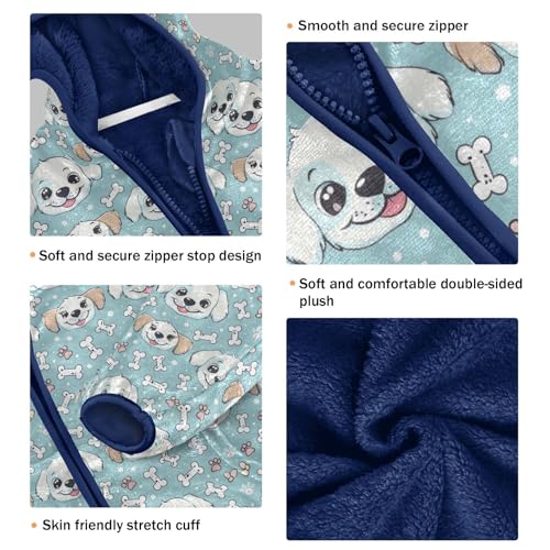 Cute Dog Puppy Bone Boys Fleece Coat,Children's Zip-Up Hoodie Jacket,Baby Warm Fashion Outerwear 3-10T,A1134223