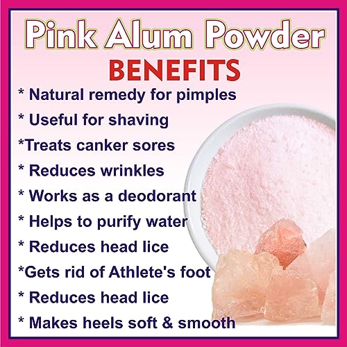 Image of Pink Alum Stone Powder Natural Astringent for Skin Purification, Sore Throat Treatment, After Shave Care, Deodorant, and Teeth Whitening - 100g