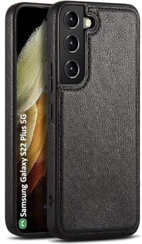 Image of MOBILOVE PU Leather Flexible Shockproof Design Back Case Cover for | Samsung Galaxy S22 Plus 5G (Black)
