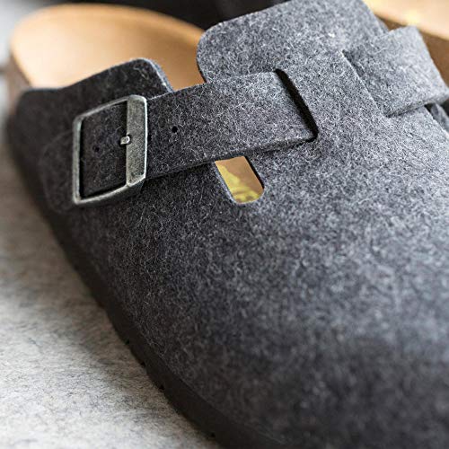 Image of Birkenstock Boston 0160371 Wool Unisex Sandals - Anthracite - 42