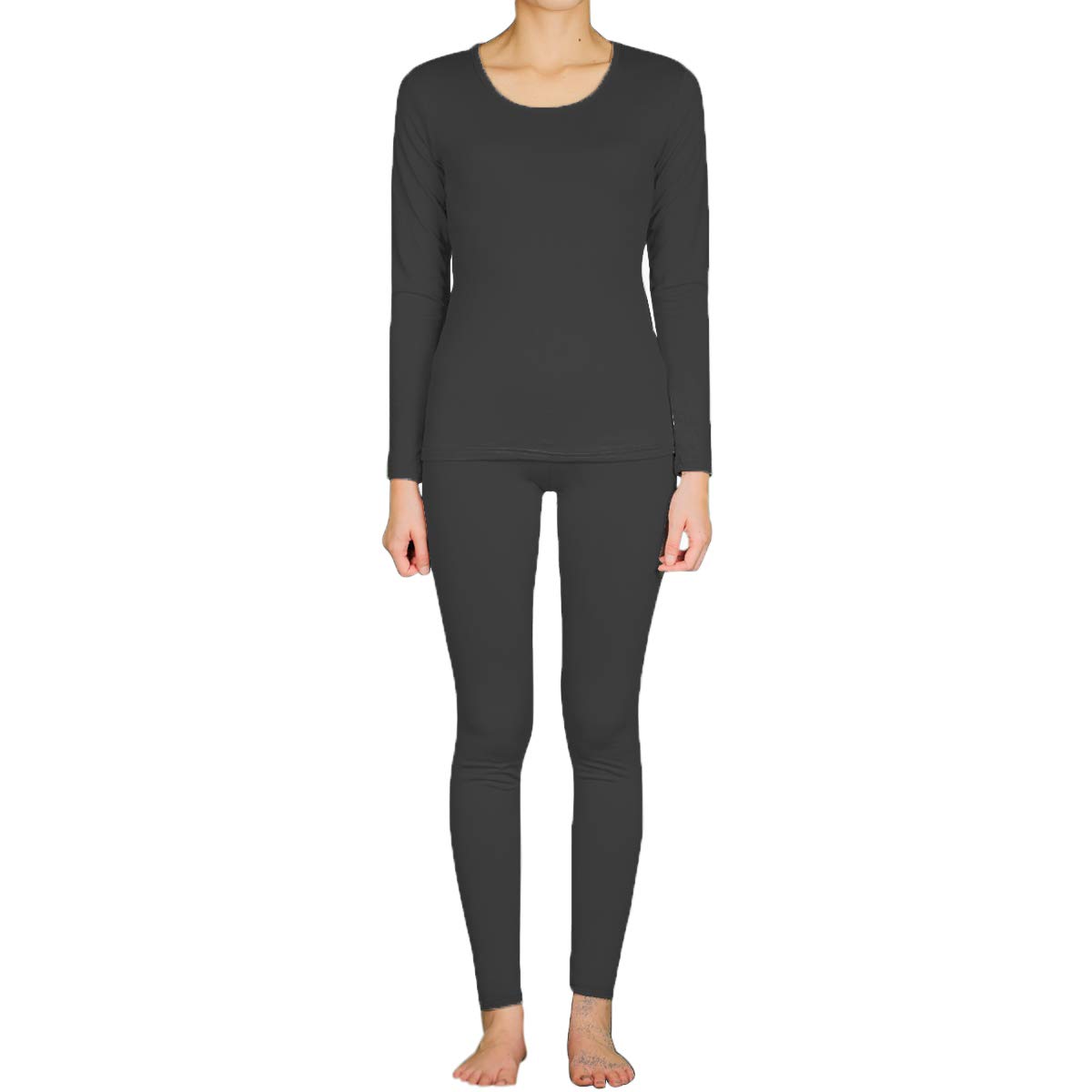 SLM ThermaTek Women's Light Fleece Thermal Sets Insulated Long John Pajama Lounge Underwear