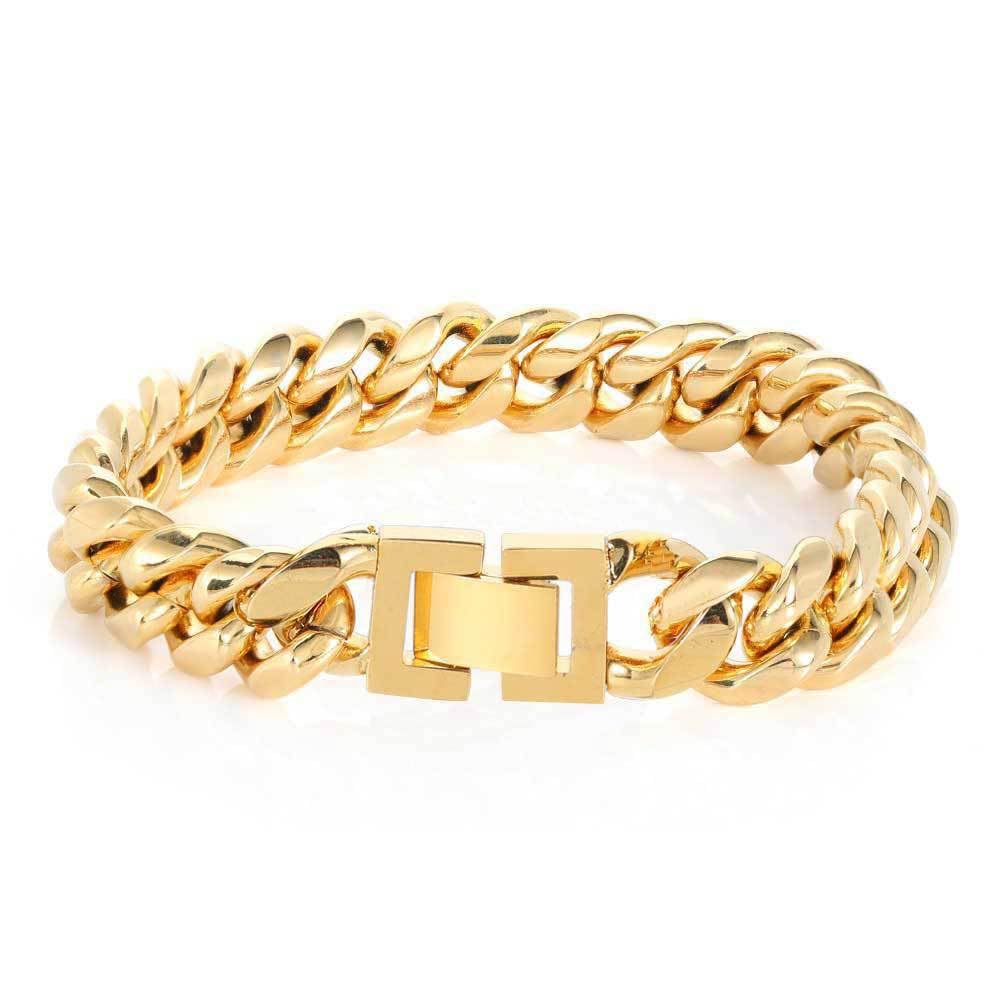 Solid 18K gold men's and women's bracelet, Miami Cuban chain bracelet, fashionable decoration, Valentine's Day/Birthday/Christmas gift box?9?