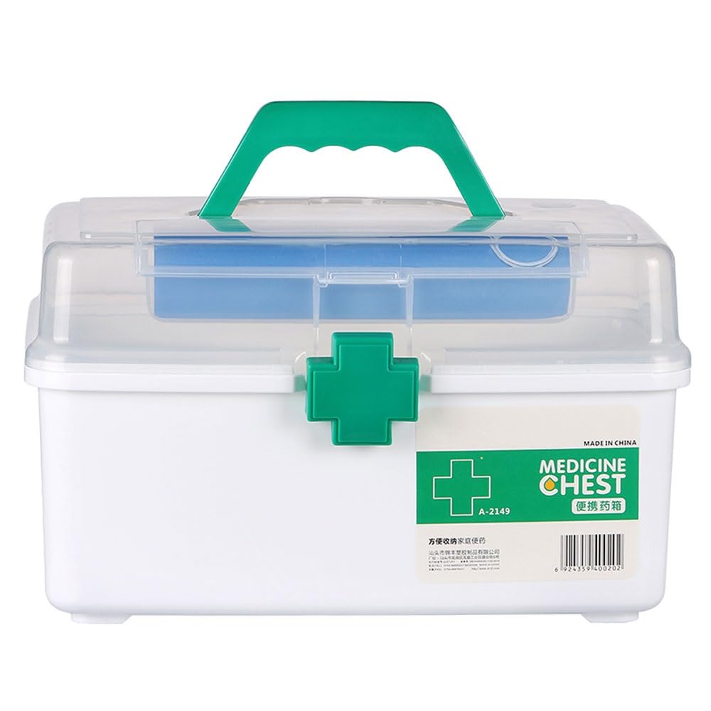 Duża apteczka do użytku domowego Przechowywanie w domu Mała apteczka Przenośny mały zestaw ratunkowy Pudełko do przechowywania apteczek (Color : Green, Size : L)