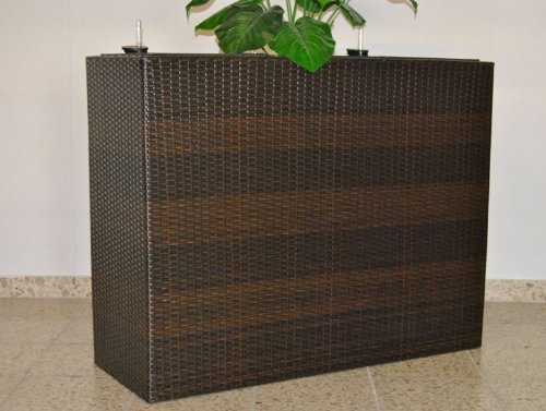Eleganteinrichten XXXL Pflanztrog Polyrattan als Raumteiler 106x40x84cm Coffee braun Cover