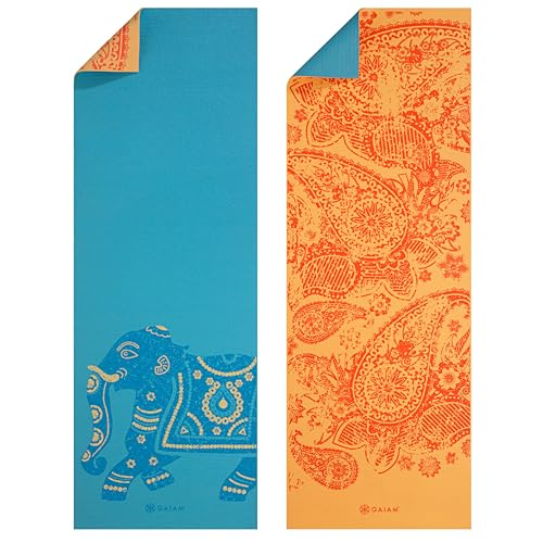 Gaiam Yoga Mat - Premium 6mm Print Reversible Extra Thick Non Slip Exercise & Fitness Mat for All Types of Yoga, Pilates & Floor Workouts (68" x 24" x 6mm Thick)