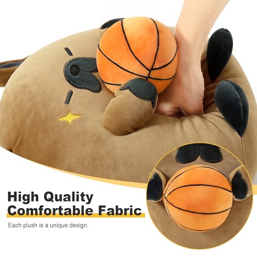 shownicer Plüschtier Französische Bulldogge Hund Kuscheltier Mit Basketball Stofftier Kawaii Hund Plüsch Kissen Spielzeug Hund Wurfkissen Geschenk für Kinder Jungen 3+ Jahre (Hund & Basketball, 35cm)