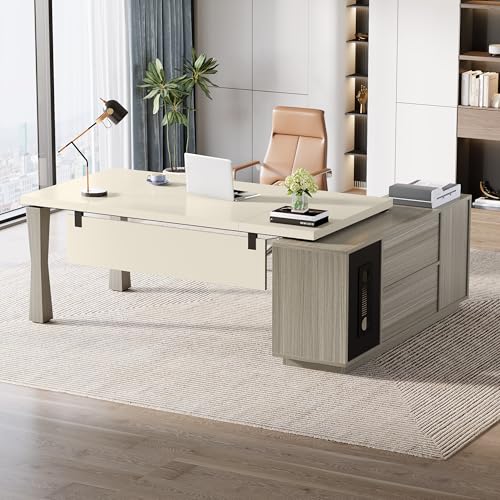 Tribesigns 78.7-Inch Executive Desk, Large L-Shaped Office Desk w...
