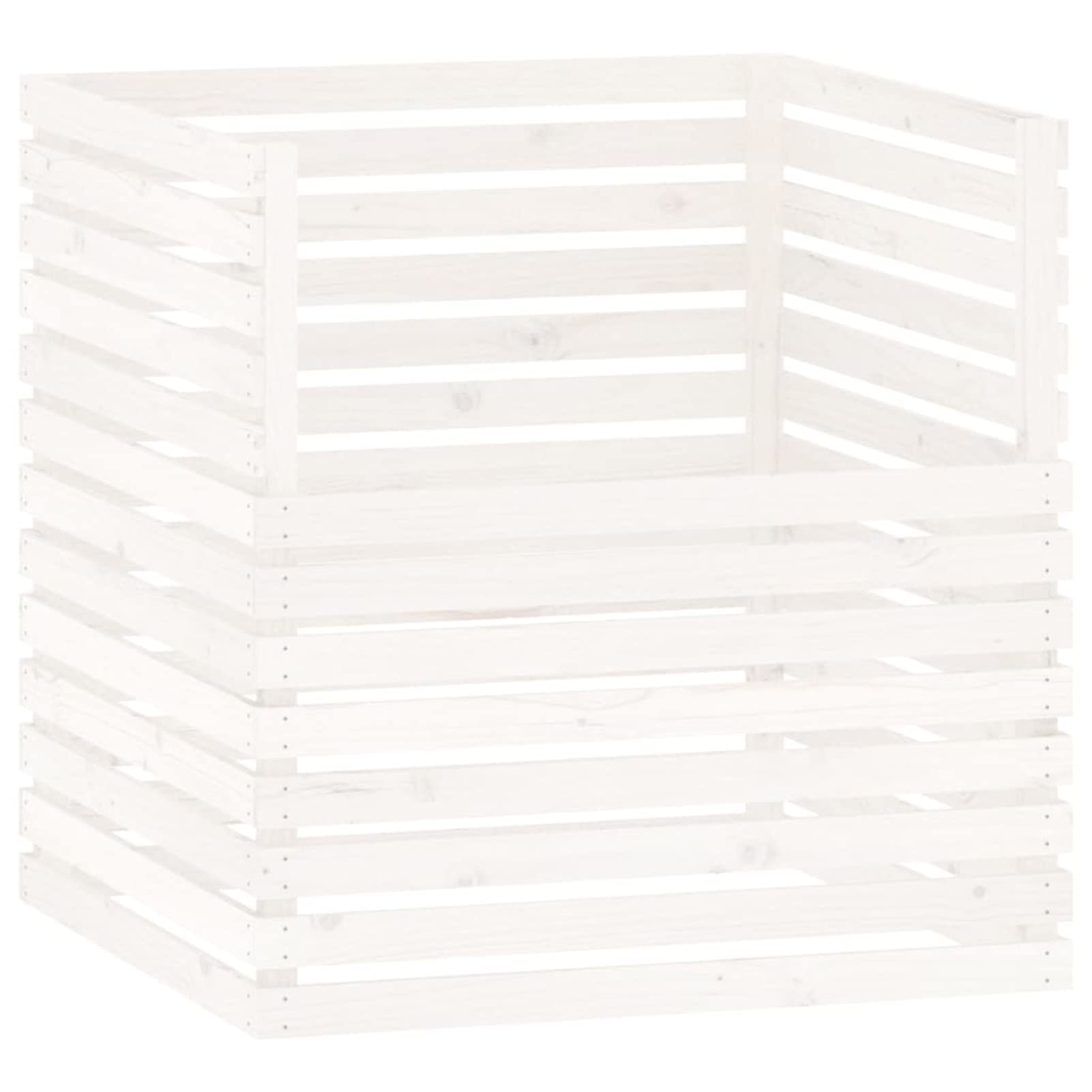 Kompostownik biały 100x100x102 cm lite drewno sosnowe, kompostownik ogrodowy, kuchnia zewnętrzna