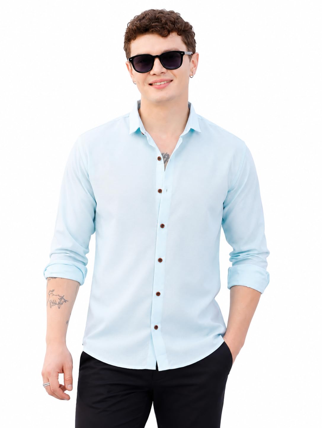 Linen Shirts for Men Casual Button Down Long Sleeve Shirt Solid Summer Beach Hawaiian Shirts-image-36