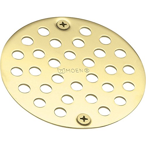 Moen 102763P 4-Inch Screw-In Shower Strainer Drain Cover, Polished Brass