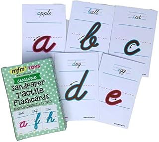 MFM Toys Sandpaper Tactile English Letters Flashcards (Cursive (Lowercase)) Montessori Lower Case Cursive Sandpaper Letters